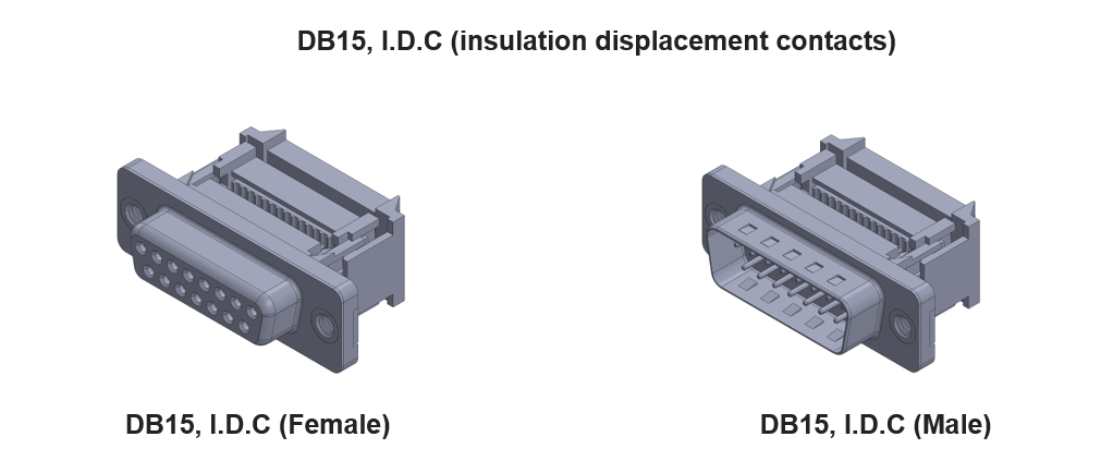 DB15 Connector with insulation displacement contacts (IDC or I.D.C)