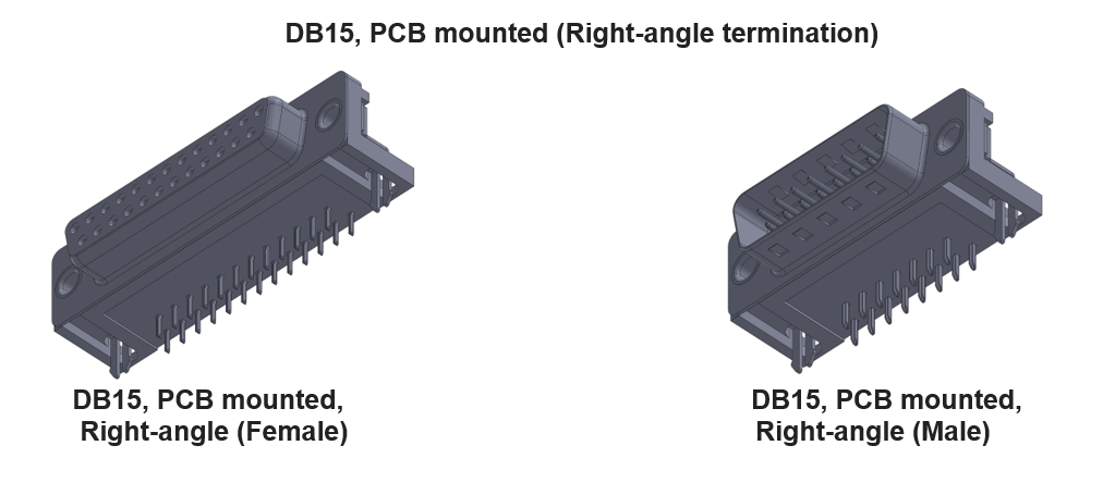 DB15 Connector with right-angle termination