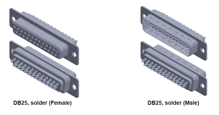 db25 connector with soldered contacts